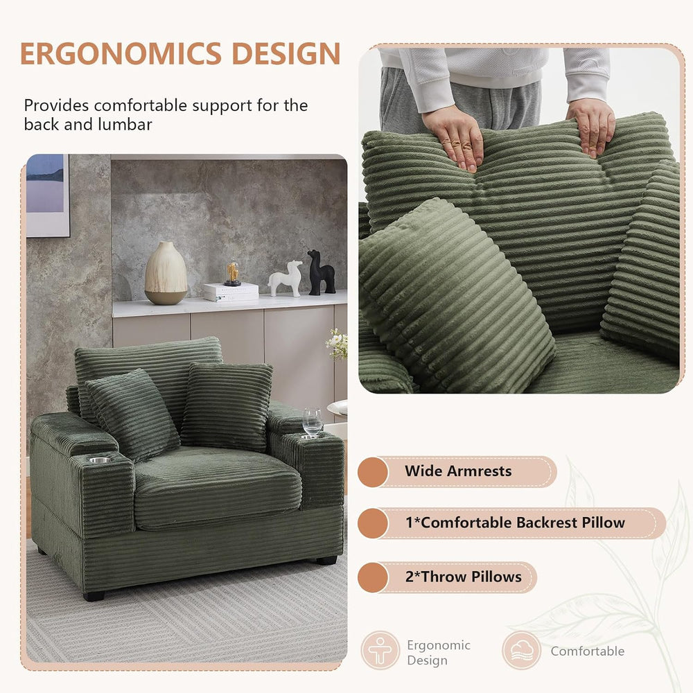 50" Oversized Chaise Lounge Chair Indoor with Ottoman and Storage, Deep ...
