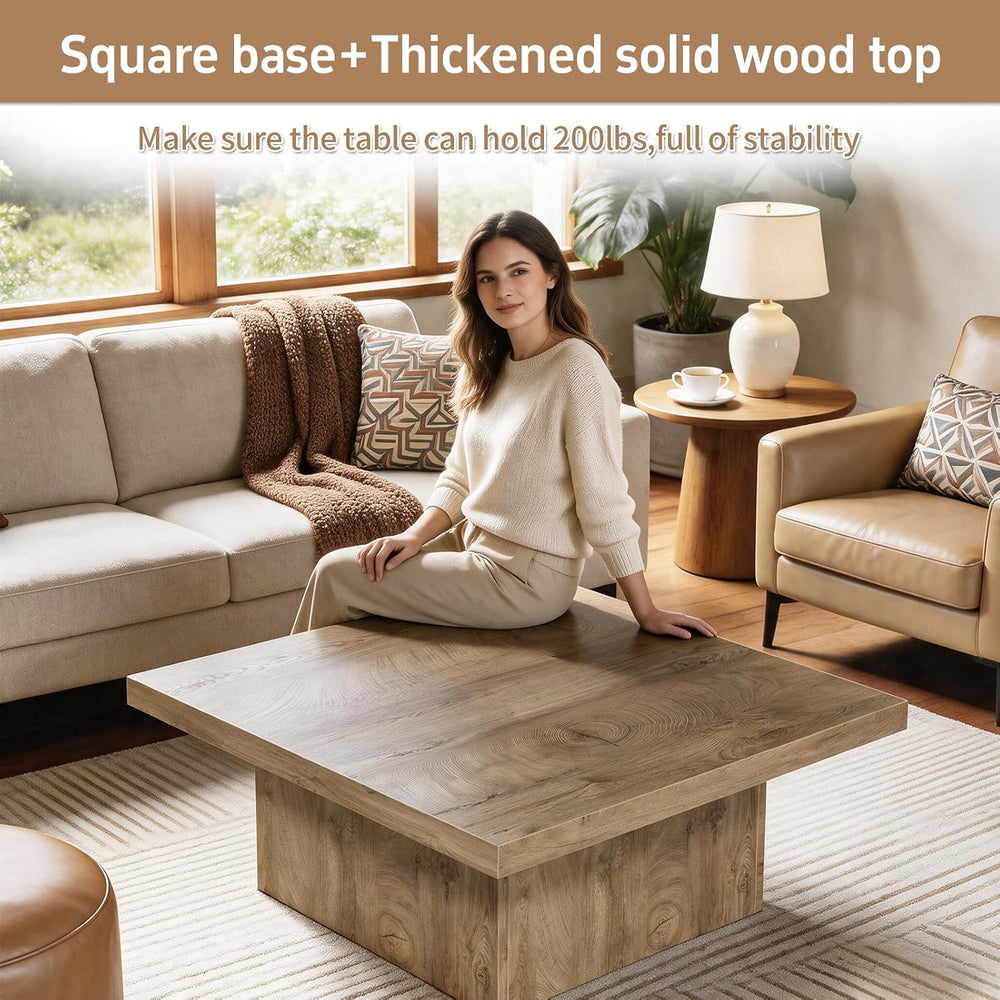 Square Coffee Table,Wooden Living Room Table,Center Table with a Large Tablet...