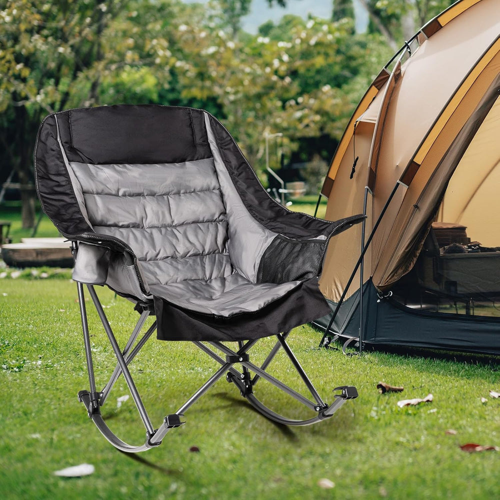 2 PCS Oversized Rocking Camping Chair for Adults - 400lbs Capacity Padded Cam...