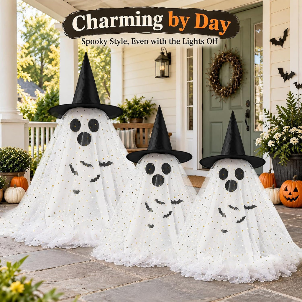 3 Pack Light Up Ghosts Halloween Decorations Indoor Home Table & Outdoor