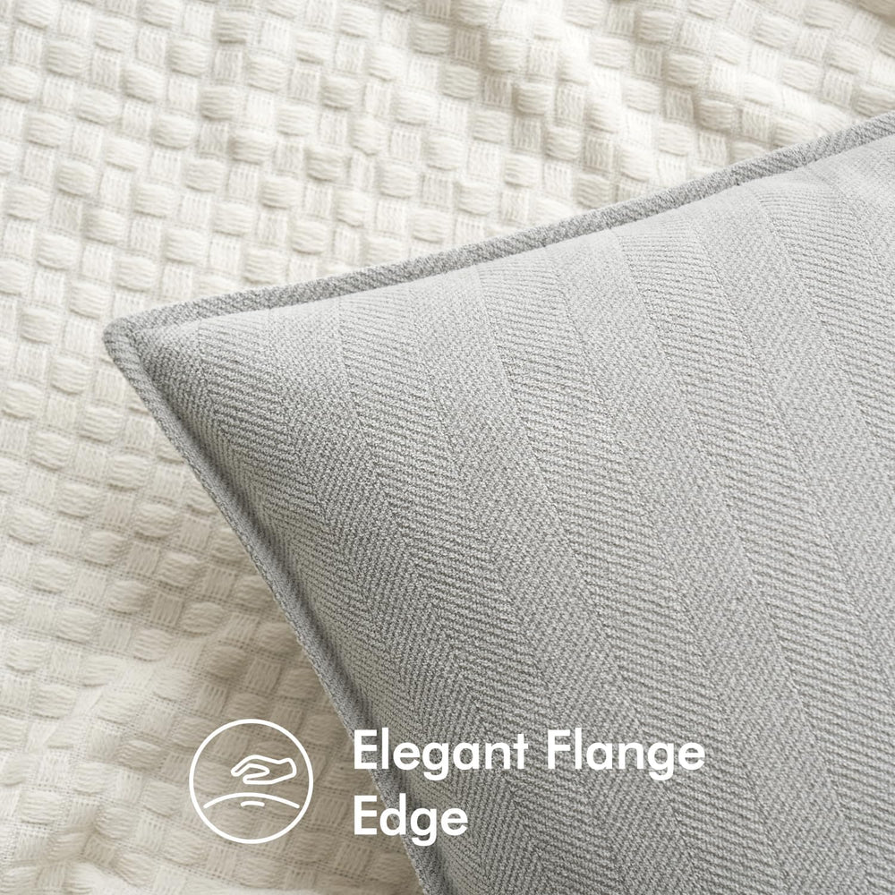 MIULEE Pack of 2 Light Grey Decorative Chenille Pillow Covers 20x20 Inch