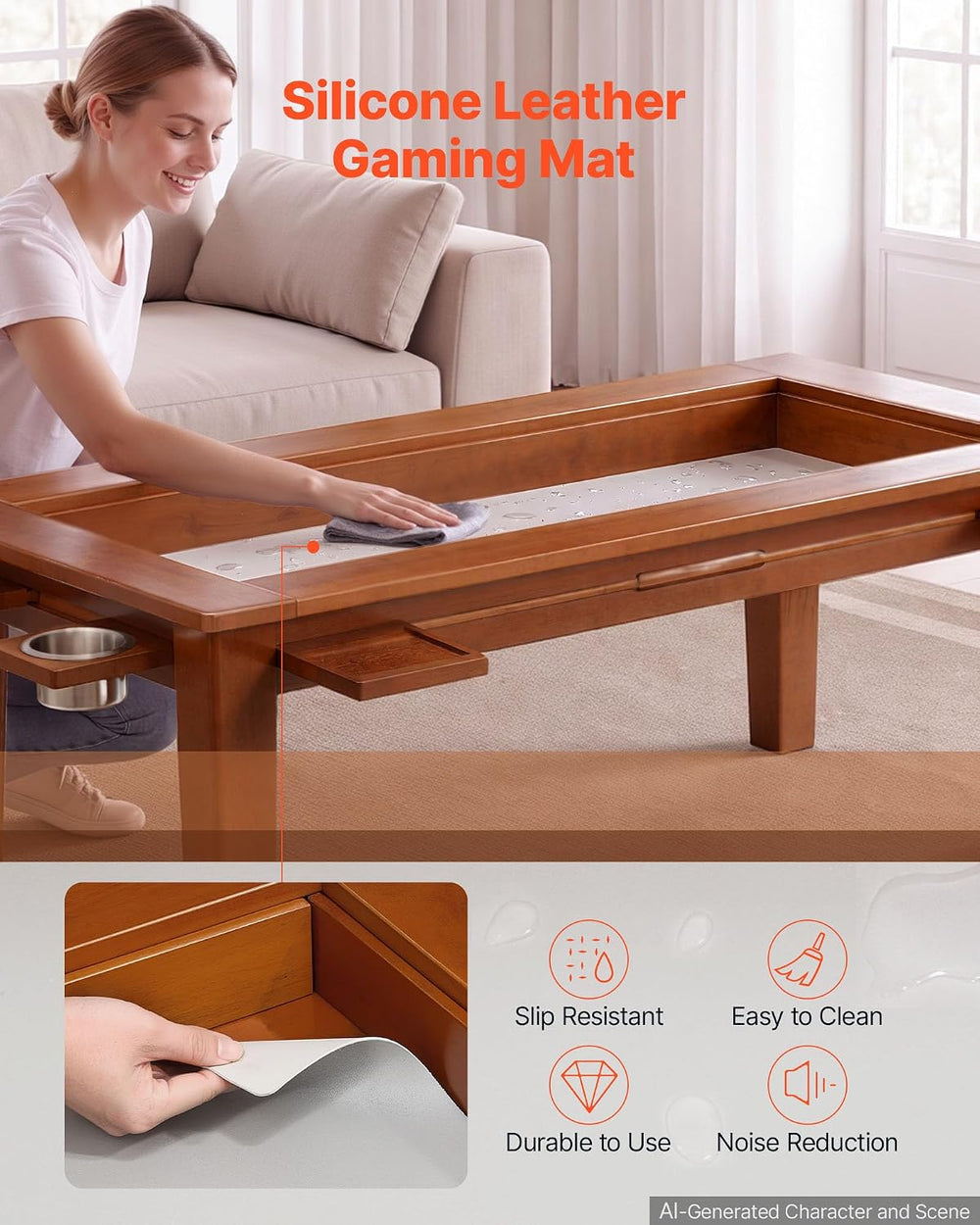 VEVOR Board Game Table 2-in-1 Gaming and Dining Table 47.2 x 23.6 x 17.7 in