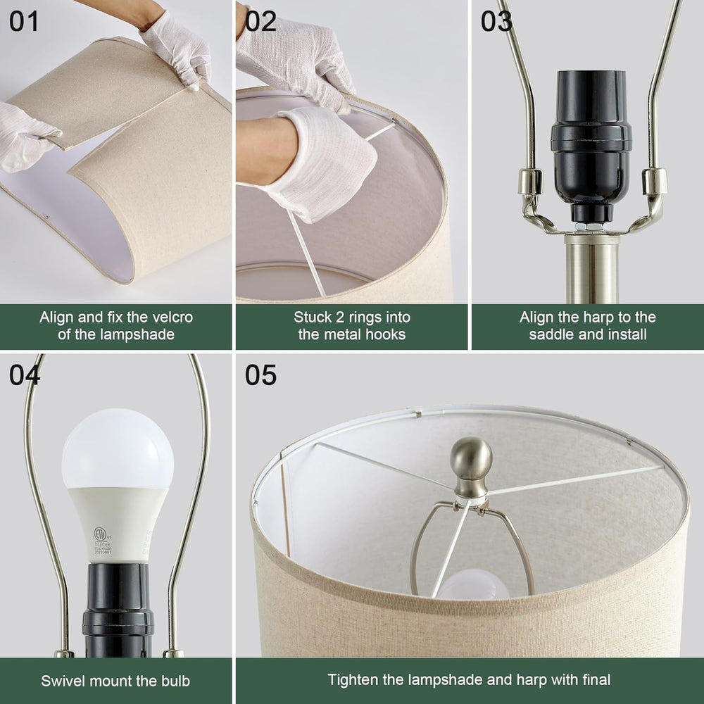 Living Room Lamps Set of 2, 27" Touch Lamps for Nightstand with USB A+C ...
