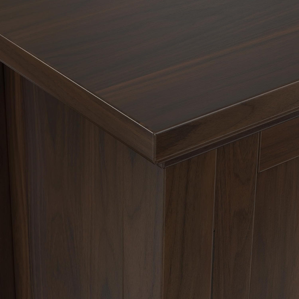 SIMPLIHOME Redmond 32" Wide Solid Wood Cabinet in Brunette Brown