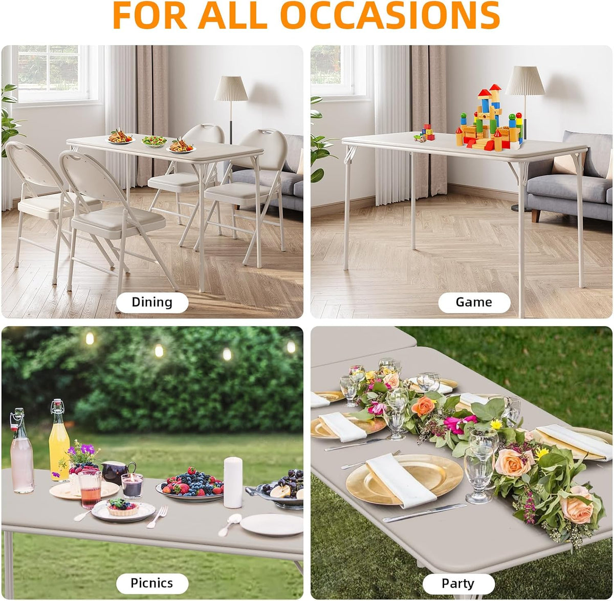 idealhouse 5 piece protable folding card table and, package contents
