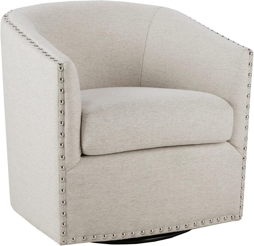 Madison Park Swivel Barrel Accent Chair, Upholstered Curved Back with 7-Inch ...