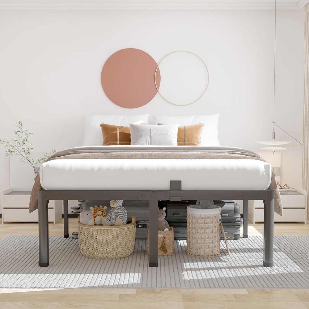ROIL 20 Inch Queen Bed Frame with Rounded Corner & 4 Mattress Baffles
