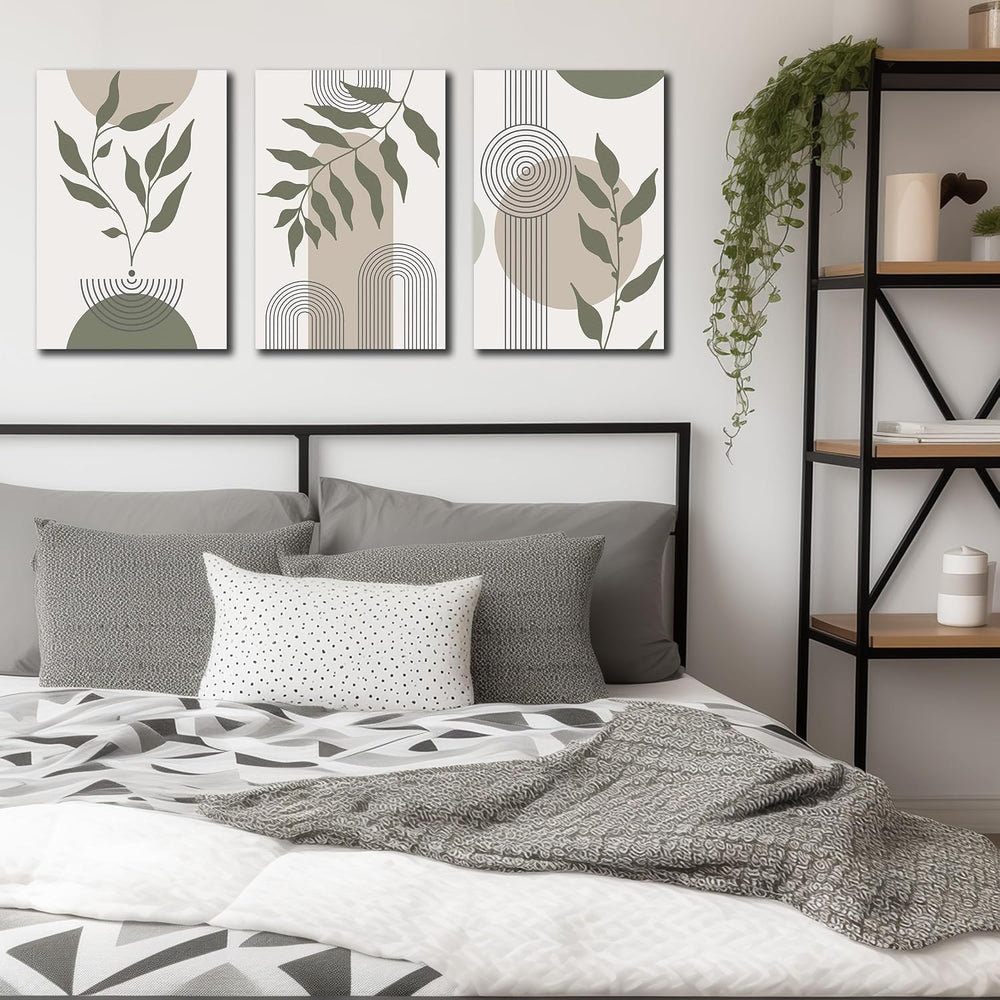 Boho Canvas Wall Art for Bathroom Green Bohemian Wall Decor