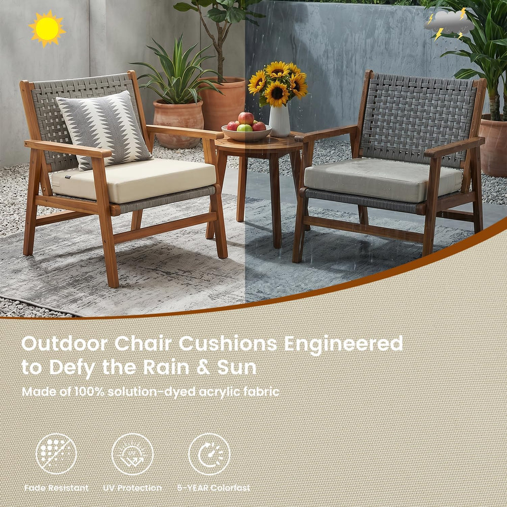 Favoyard Patio Chair Square Cushions Set of 2, Beige, 22 x 22 x 3 inches