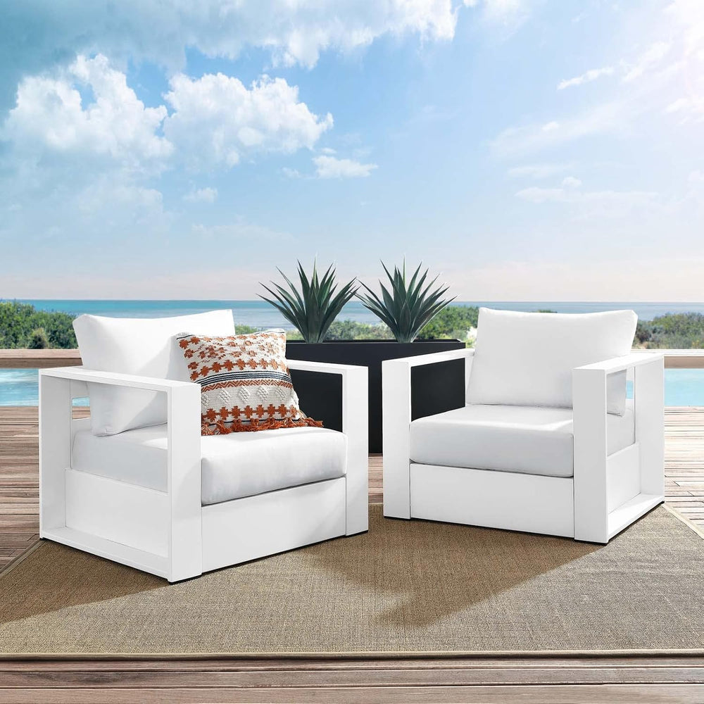 Modway Tahoe Aluminum 2-Piece Patio Set in White White