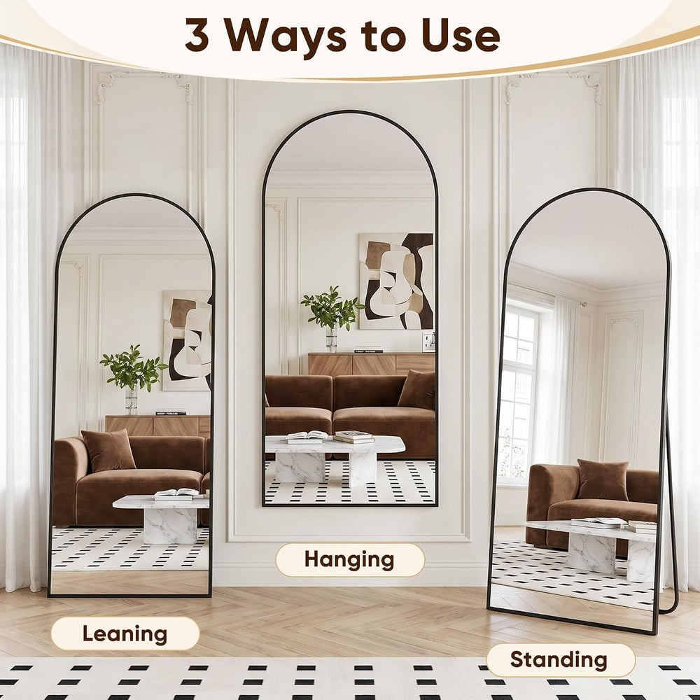 Antok 58"x20" Arched Full Length Mirror with Stand, Floor Mirror, B...