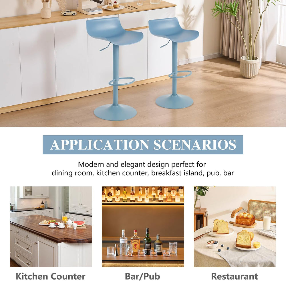 YOUNIKE Bar Stools Set of 2 Counter Height Chairs Barstools Light Blue