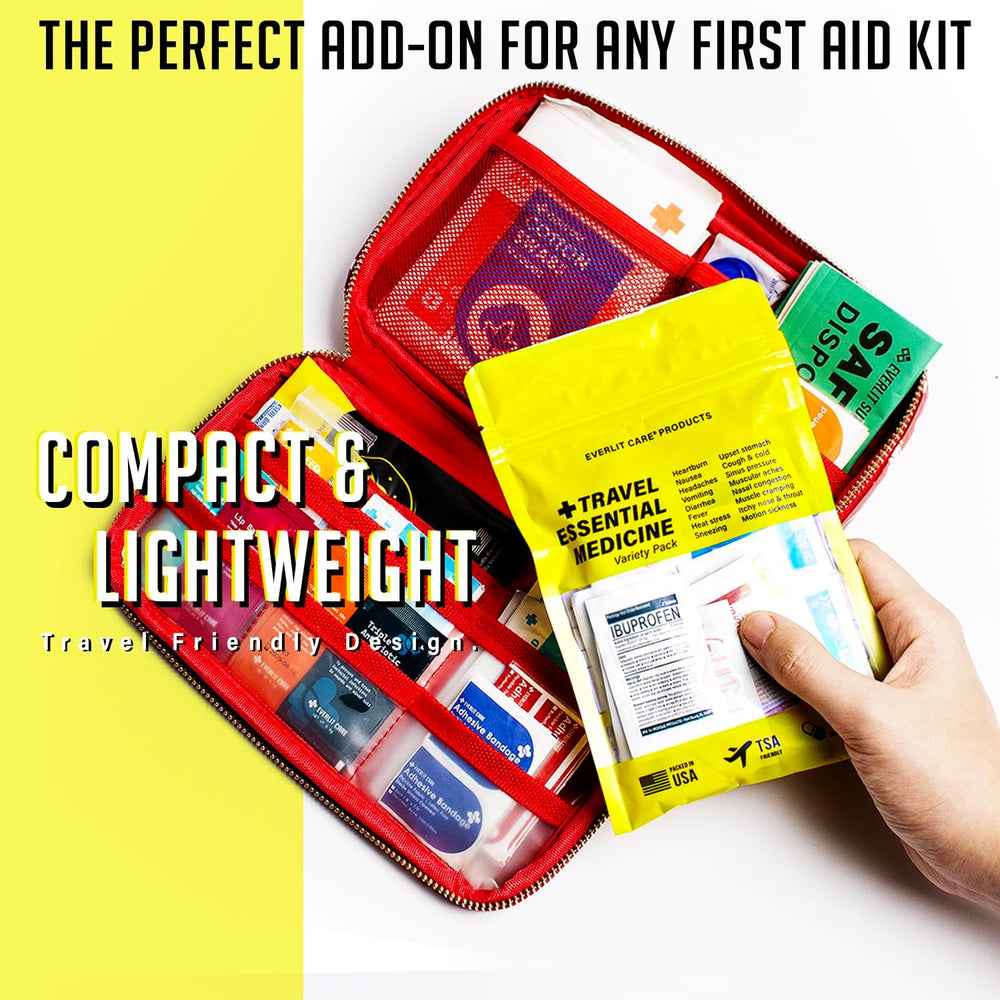 EVERLIT CARE Travel Essential Medicine First Aid Kit I Bonus Medical Supplies...