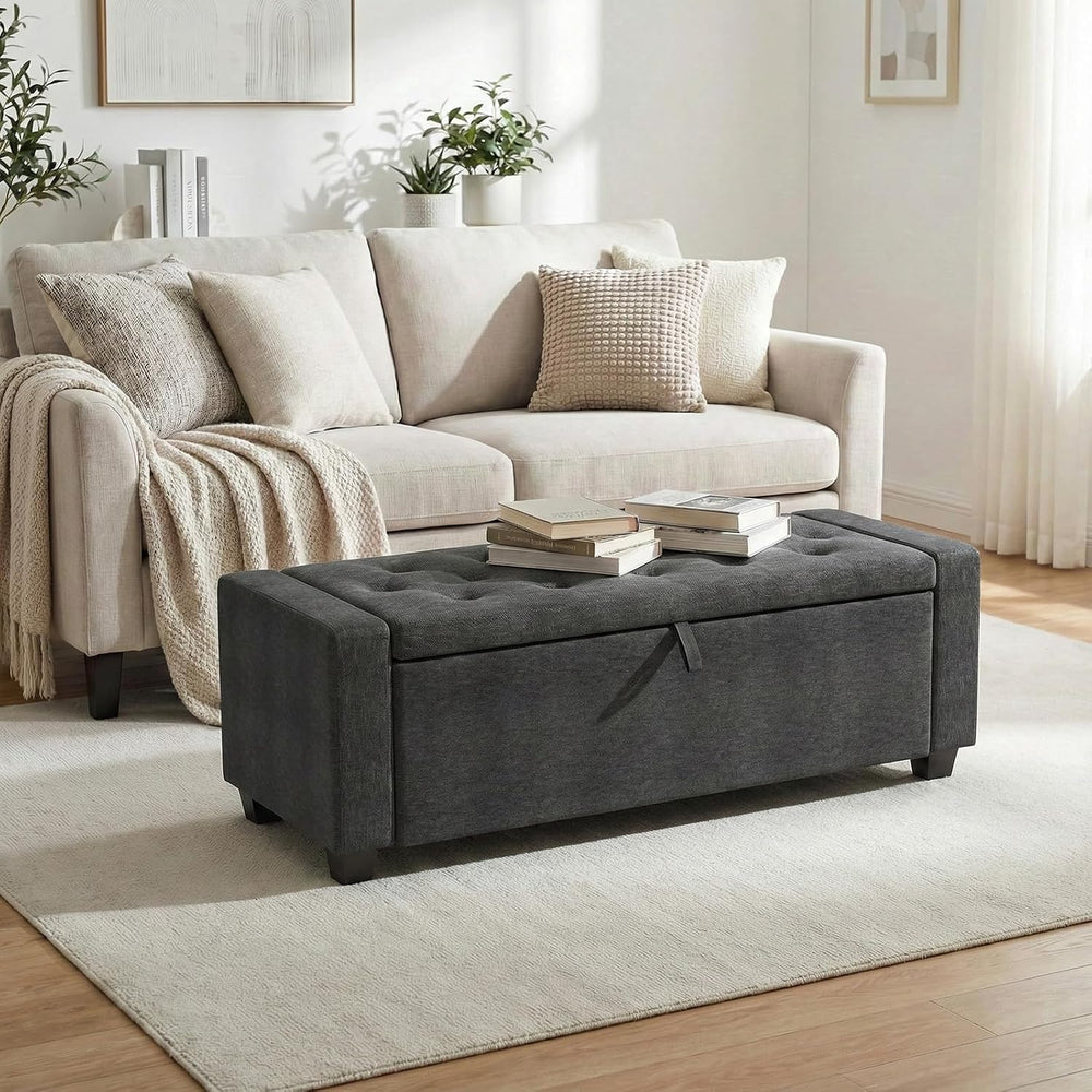 48" Ottoman with Storage,DarkGray Storage Ottoman Bench,Bench for Bedroom