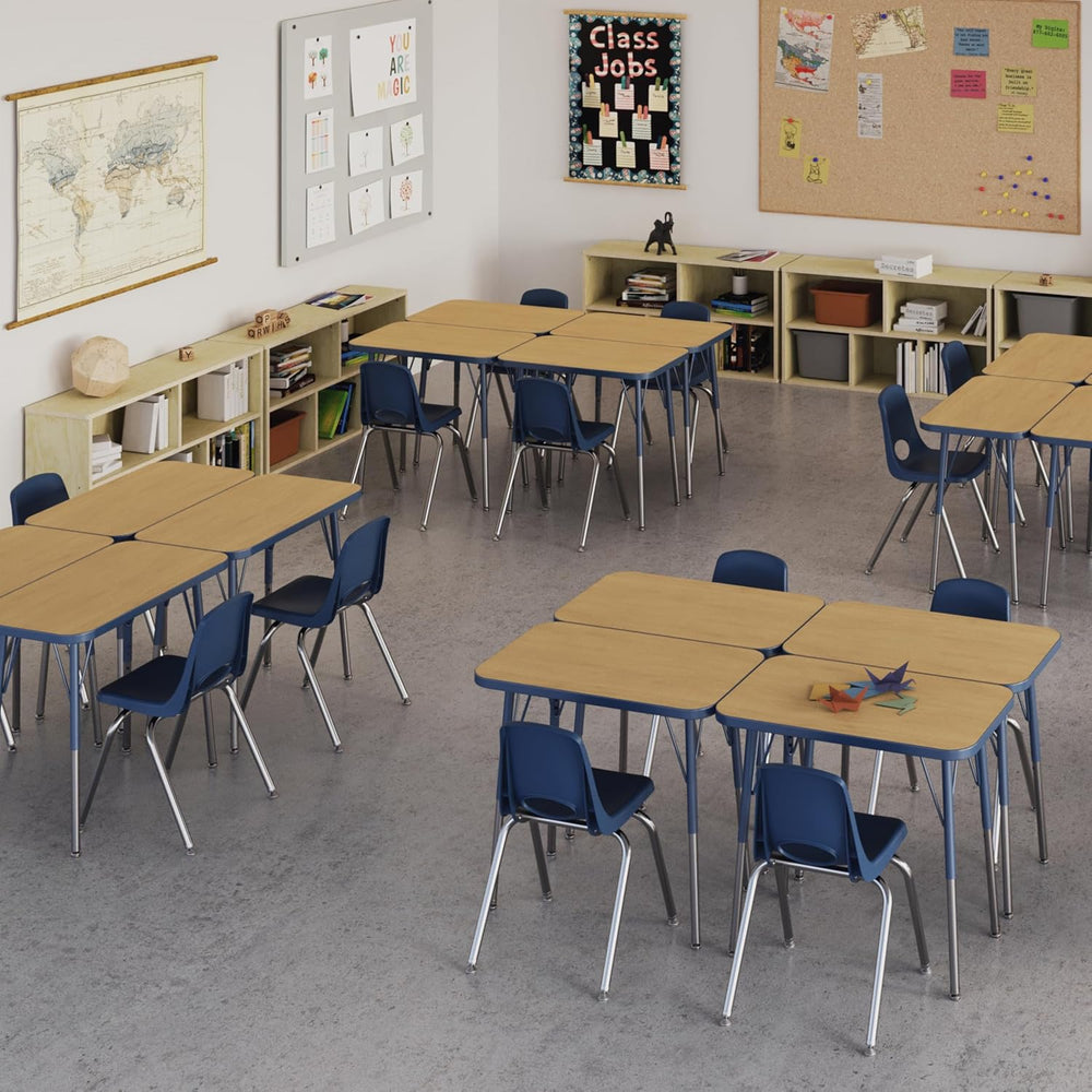 FDP 16" School Stack Chair with Swivel Glides, Navy, 6-Pack, 10368-NV