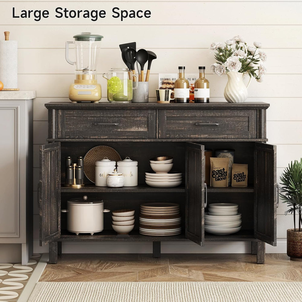 ONBRILL 48 Inch Buffet Cabinet with Storage, Rustic Brown