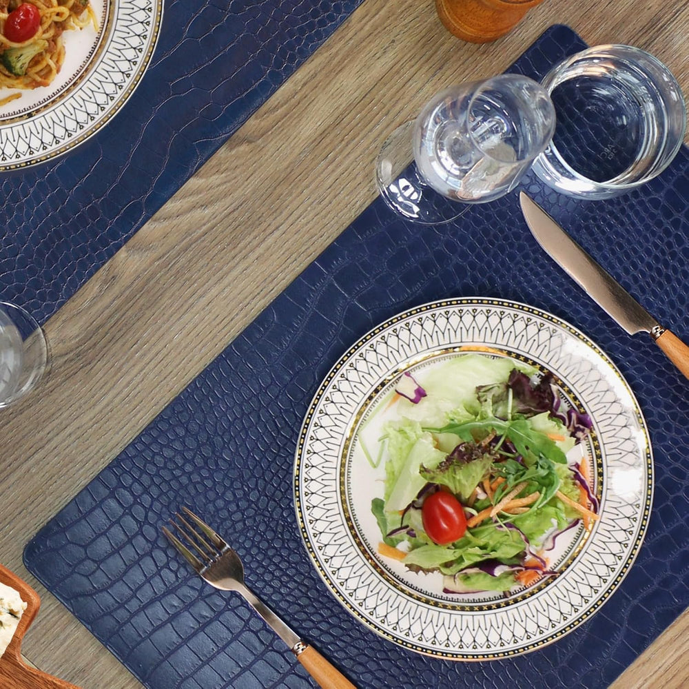 Set of 6 Faux Leather Placemats, PU Table Mats, Waterproof, Stain Resistant, ...