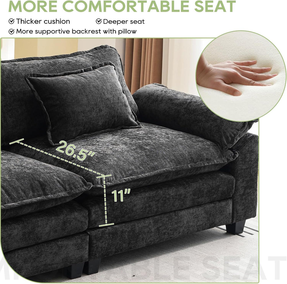 Oprisen 120" Modular Sectional Sofa, Comfy Deep Cloud Couch with Ottoman