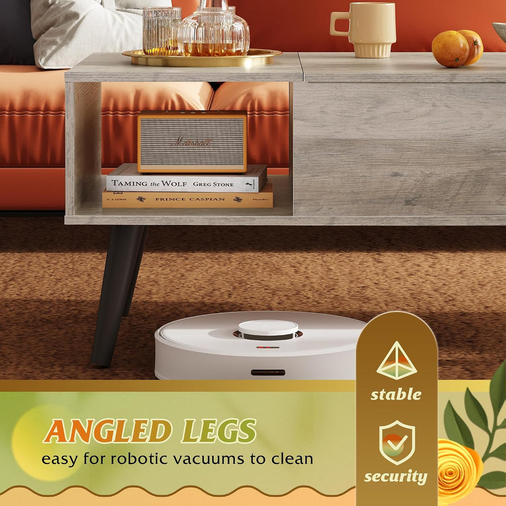 WLIVE Lift Top Coffee Table with Hidden Storage, Greige