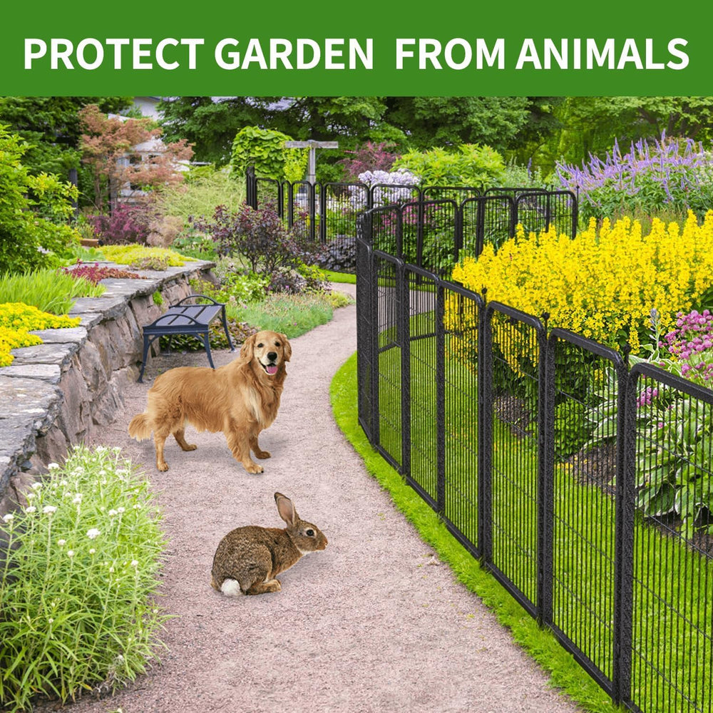 Decorative Garden Metal Fence 31.4ft (L)×24in (H) with 14 Panels 2 Gate Outdo...