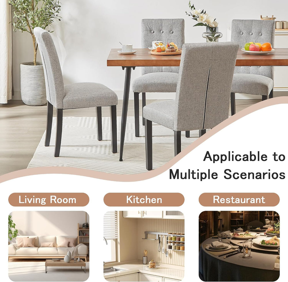 VECELO Upholstered Dining Chairs Set of 2, Button Tufted Back, Padded Seat, W...