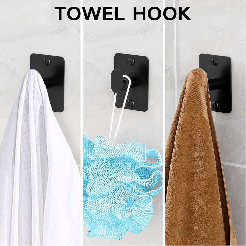 KLJKPA 8-Piece Black Bathroom Hardware Set, 24 inch Towel Bar