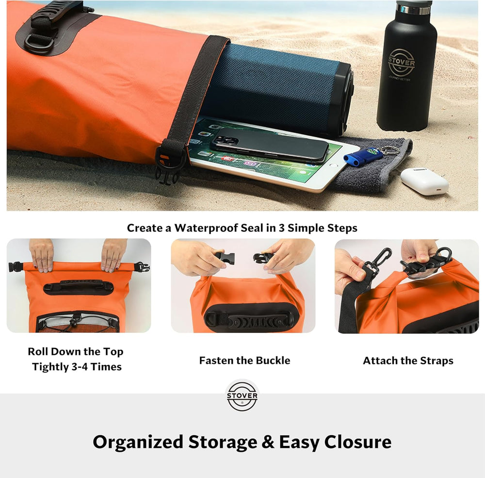 STOVER 5/10/25/30/40L Waterproof Dry Backpack & Phone Case- Large Floatin...
