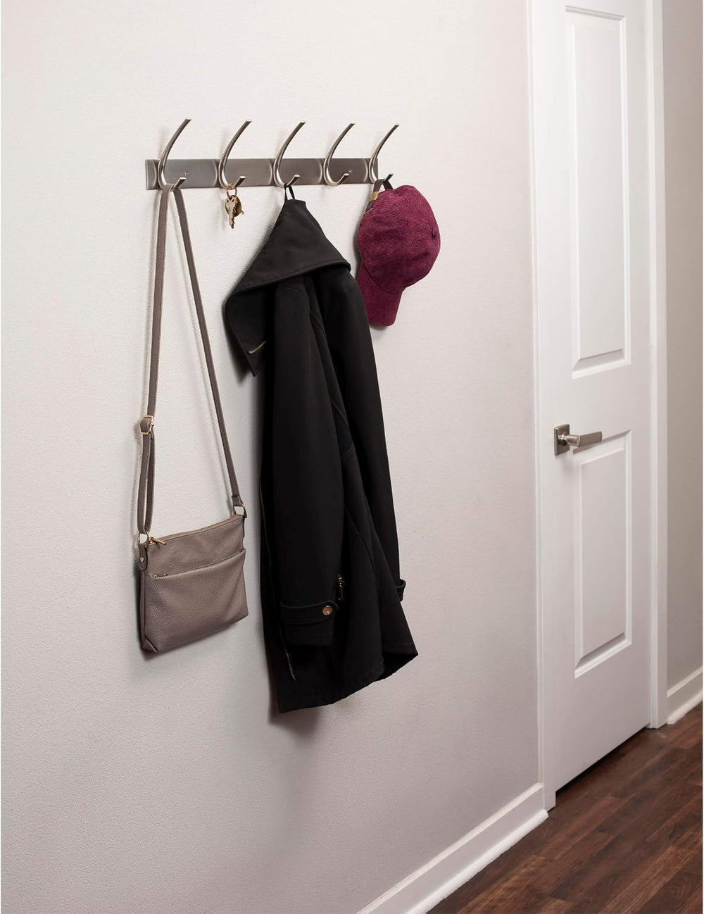 BIRDROCK HOME Premium 5-Hook Stainless Steel Coat and Hat Rack for Wall - Set...