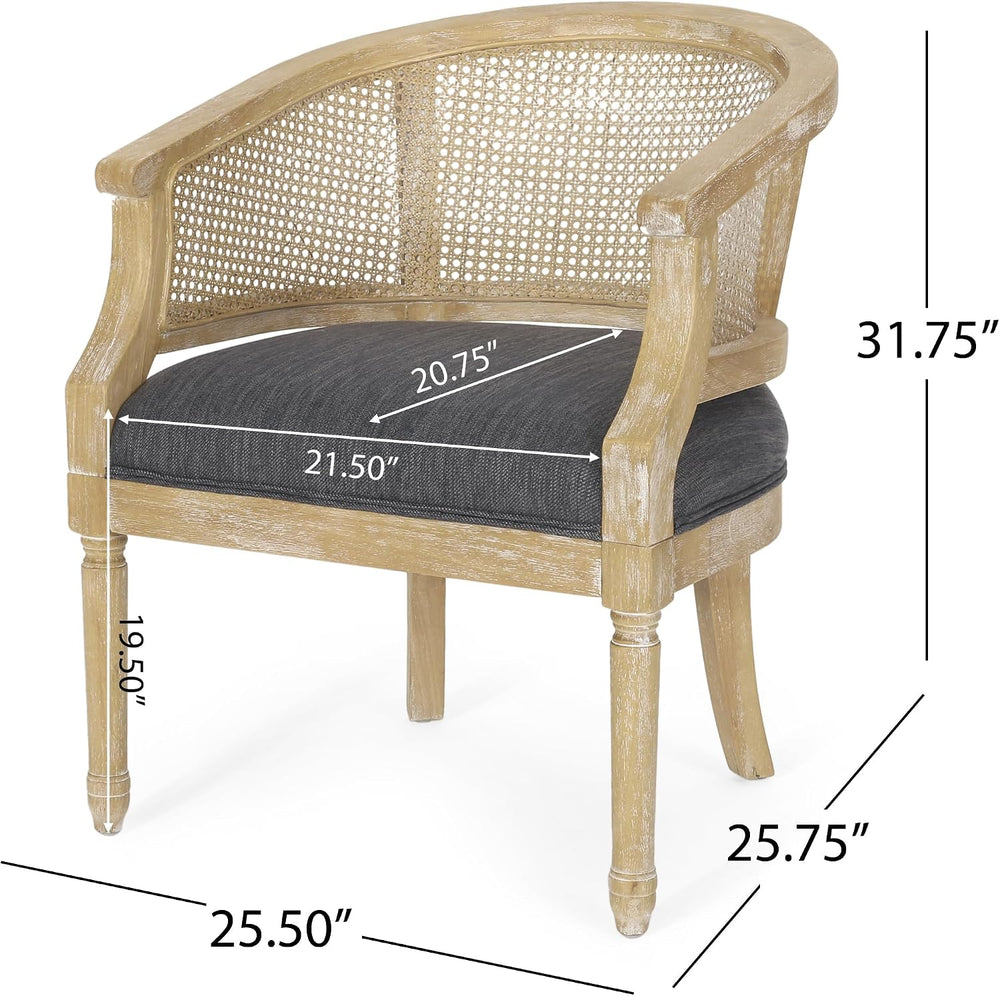 Mid Century Accent Chair, Armchair with Curved Backrest and Upholstered, Read...