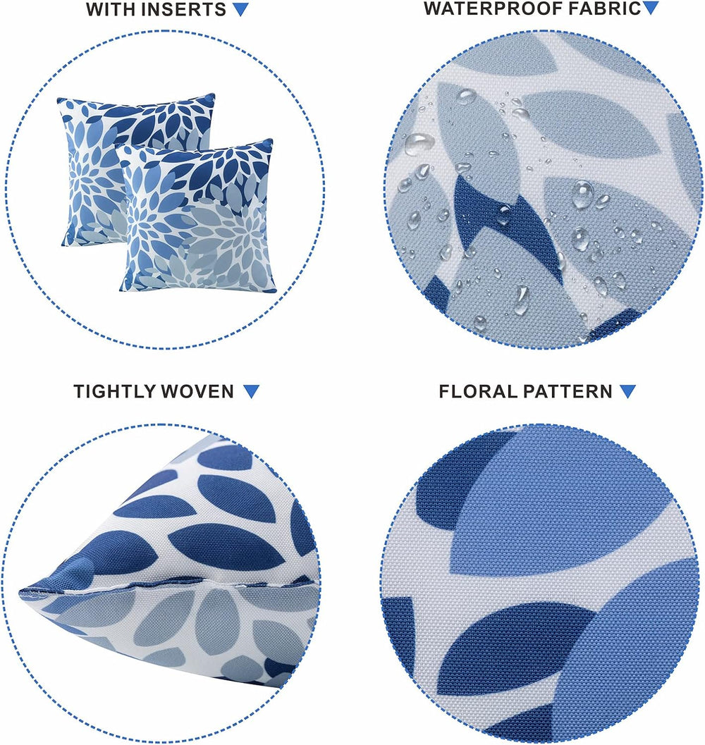 Outdoor/Indoor Throw Pillows with Inserts, 18"x18" Pack of 2