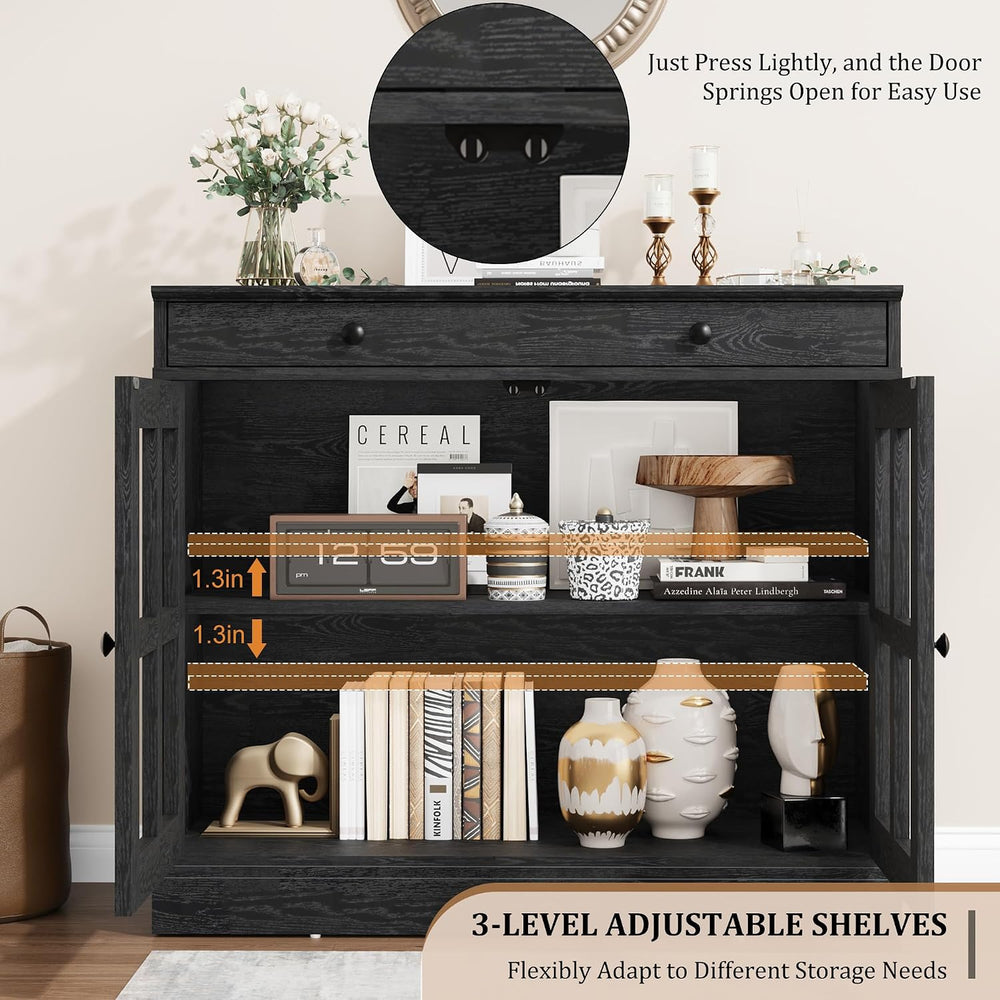 Garvee Sideboard Buffet Cabinet with Glass Doors and Adjustable Shelves