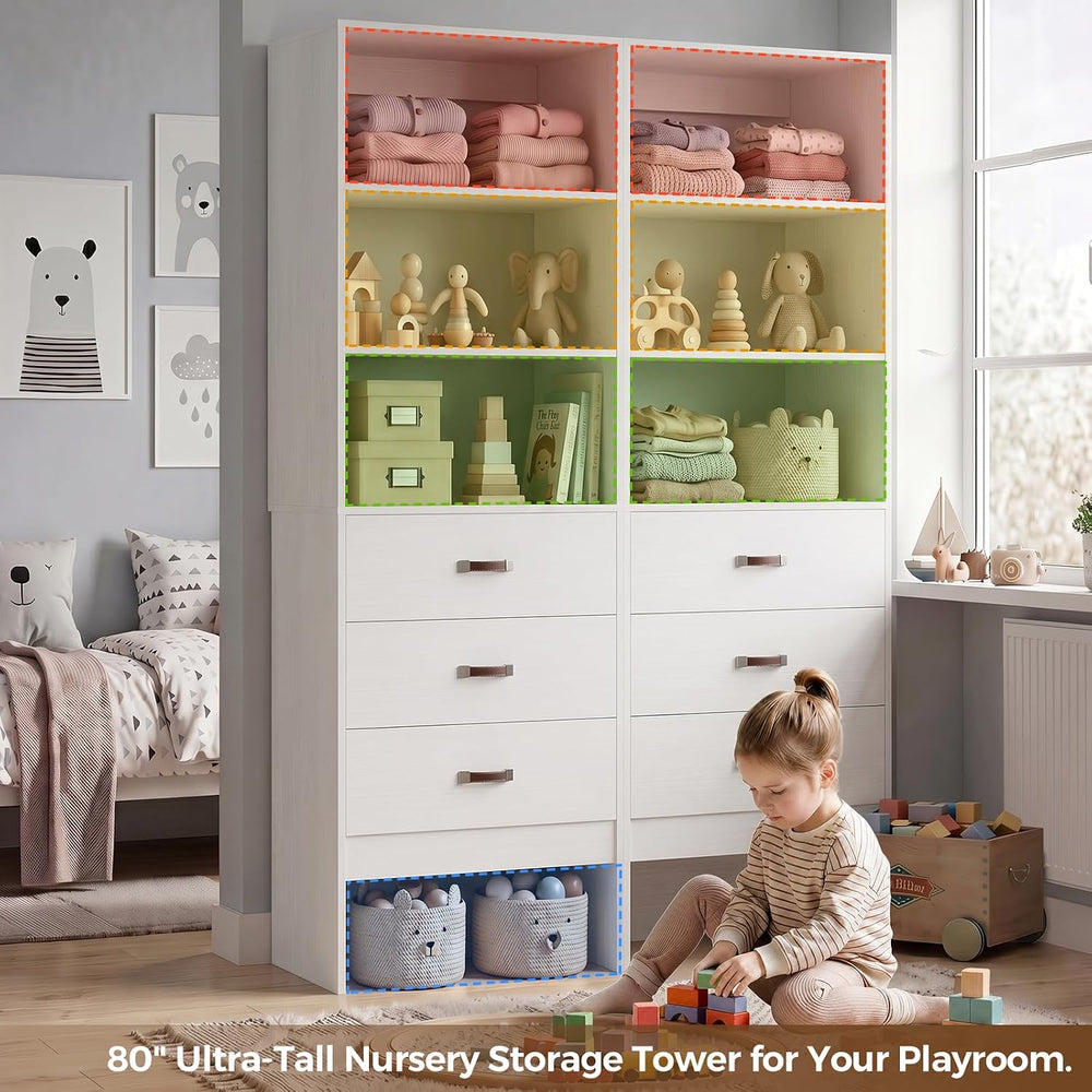 Freestanding 3.5FT Closet System with Leather Handles for Small Space White