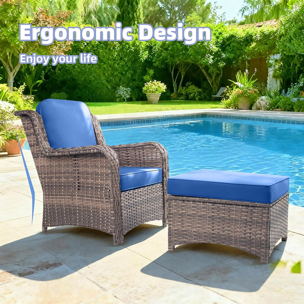 2 Pieces Patio Wicker Furniture Set, High Back Wicker Single Patio Chair Set ...