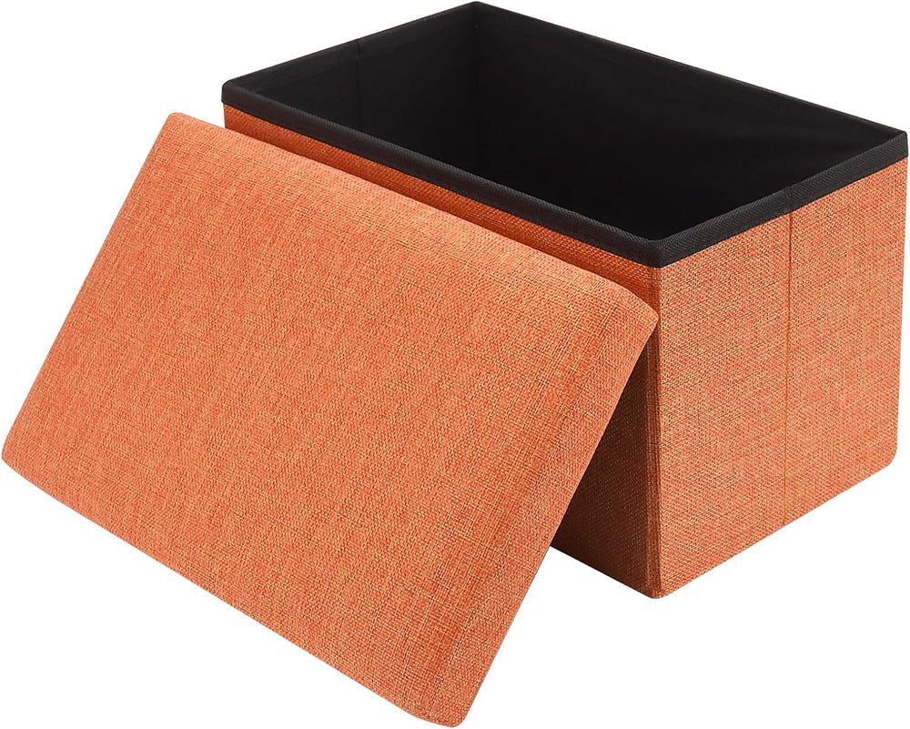 HOZEON 3 Pack 15.7 x 9.8 x 9.8 Inches Folding Storage Ottoman, Orange Rectang...