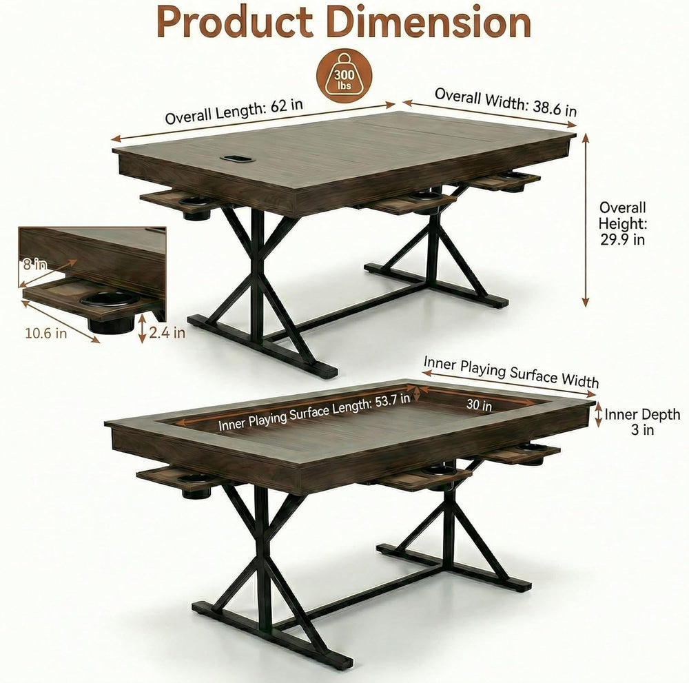 ARTETHYS Board Game Table with Mat & Removable Top Panels for 4-6 Players