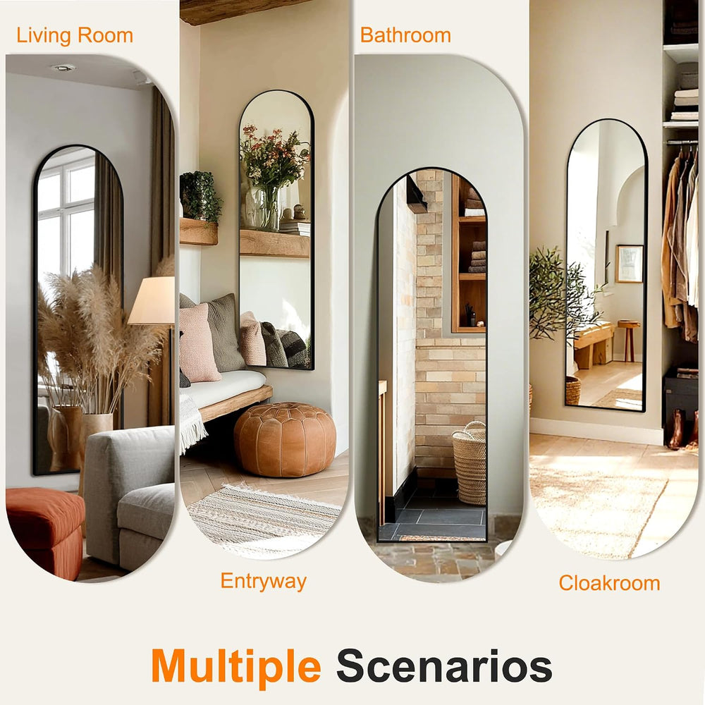 Arched Full Length Mirror, 56"x15" Standing Body Mirror for Wall, B...