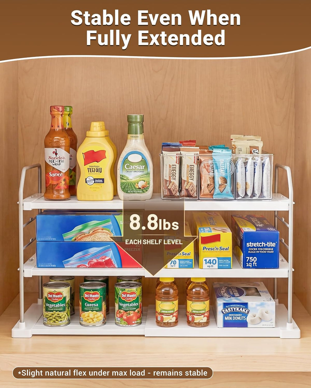 EVERIE 3-Tier Cabinet Organizer, 2-Pack Expandable Shelves for Foil & Wrap