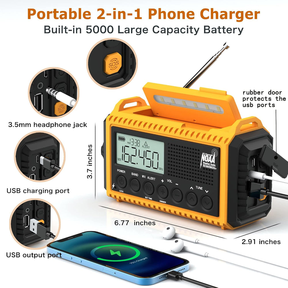 Eoxsmile NOAA Emergency Weather Radio Portable AM FM SW Digital Tuning