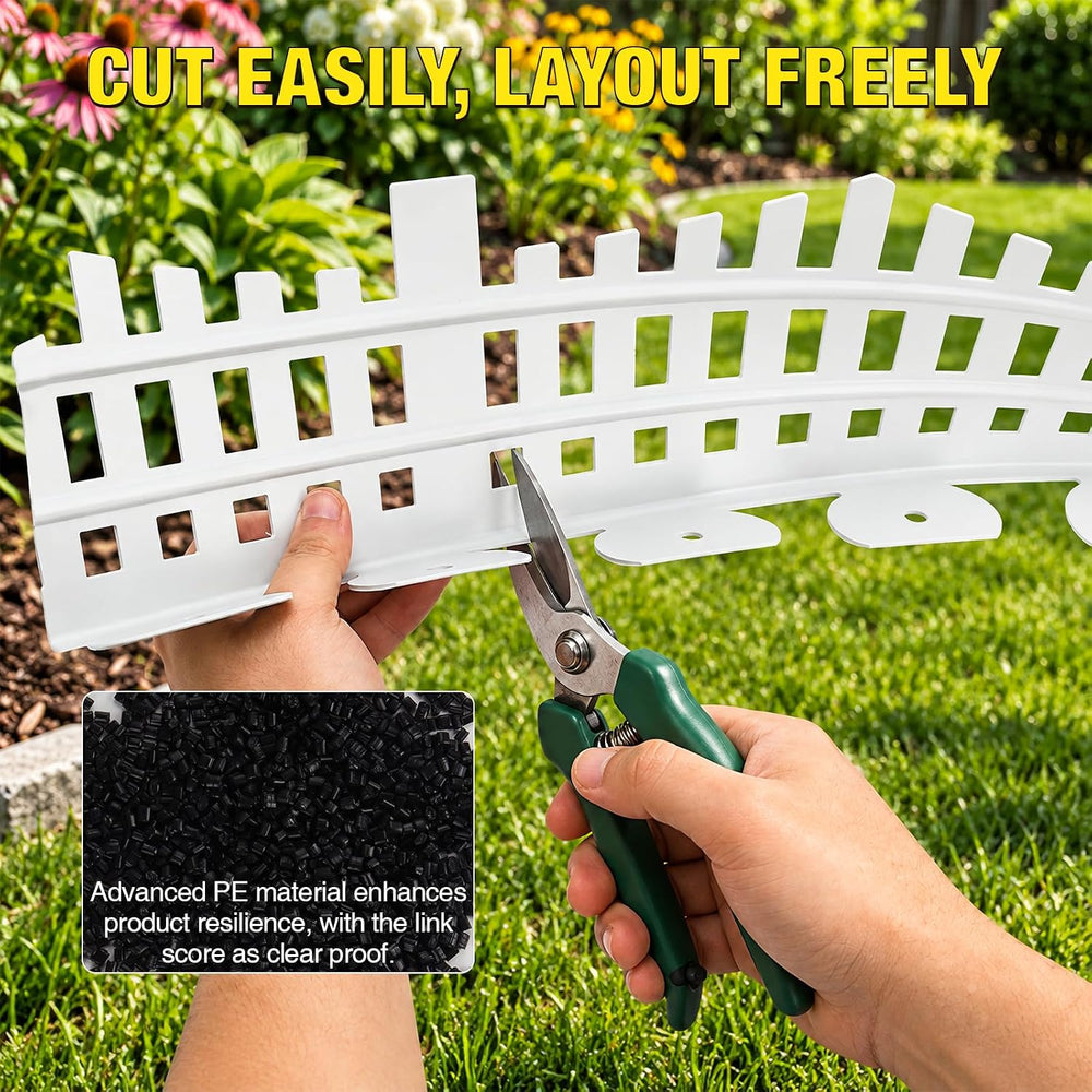 MIXC Garden Edging Border, 5IN 33FT White Garden Fence with 50 Metal Stake