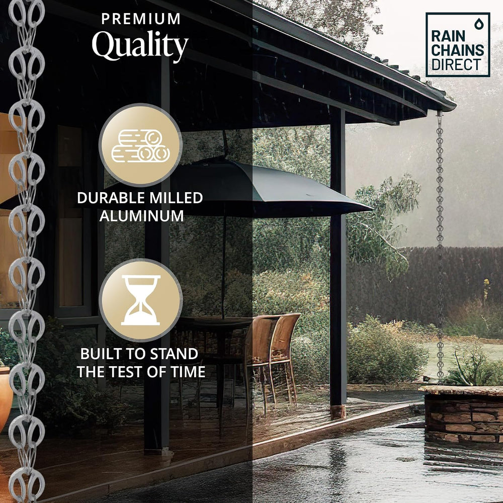 Rain Chains Direct - Modern Loop Rain Chain - 8.5 FT - Durable Milled Aluminu...