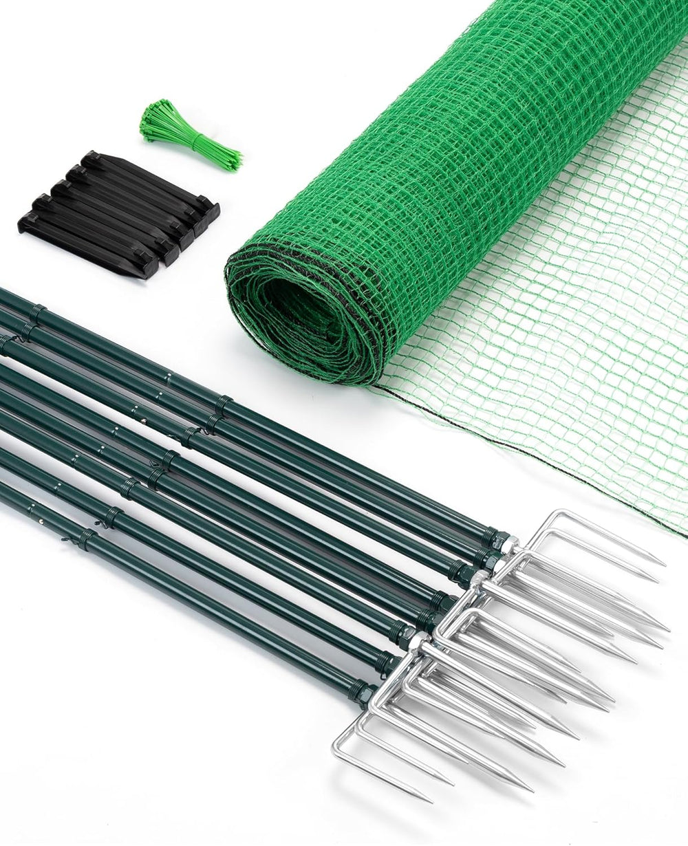 Temporary Fence with Metal Posts, 40" Hx50'L Garden Fence Animal Bar...
