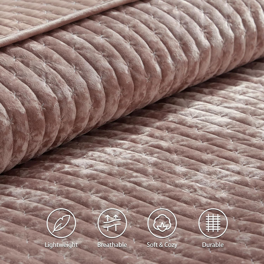 LEAONME Velvet Quilt California King Size 118''x106'', Lightw...