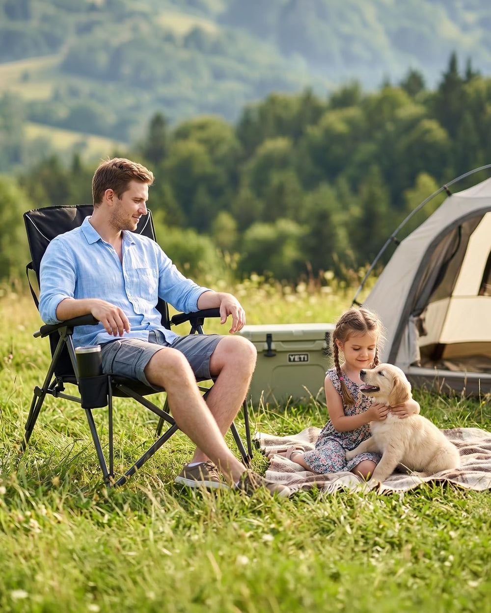 Oversized High Back Folding Camping Chair, 400LBS