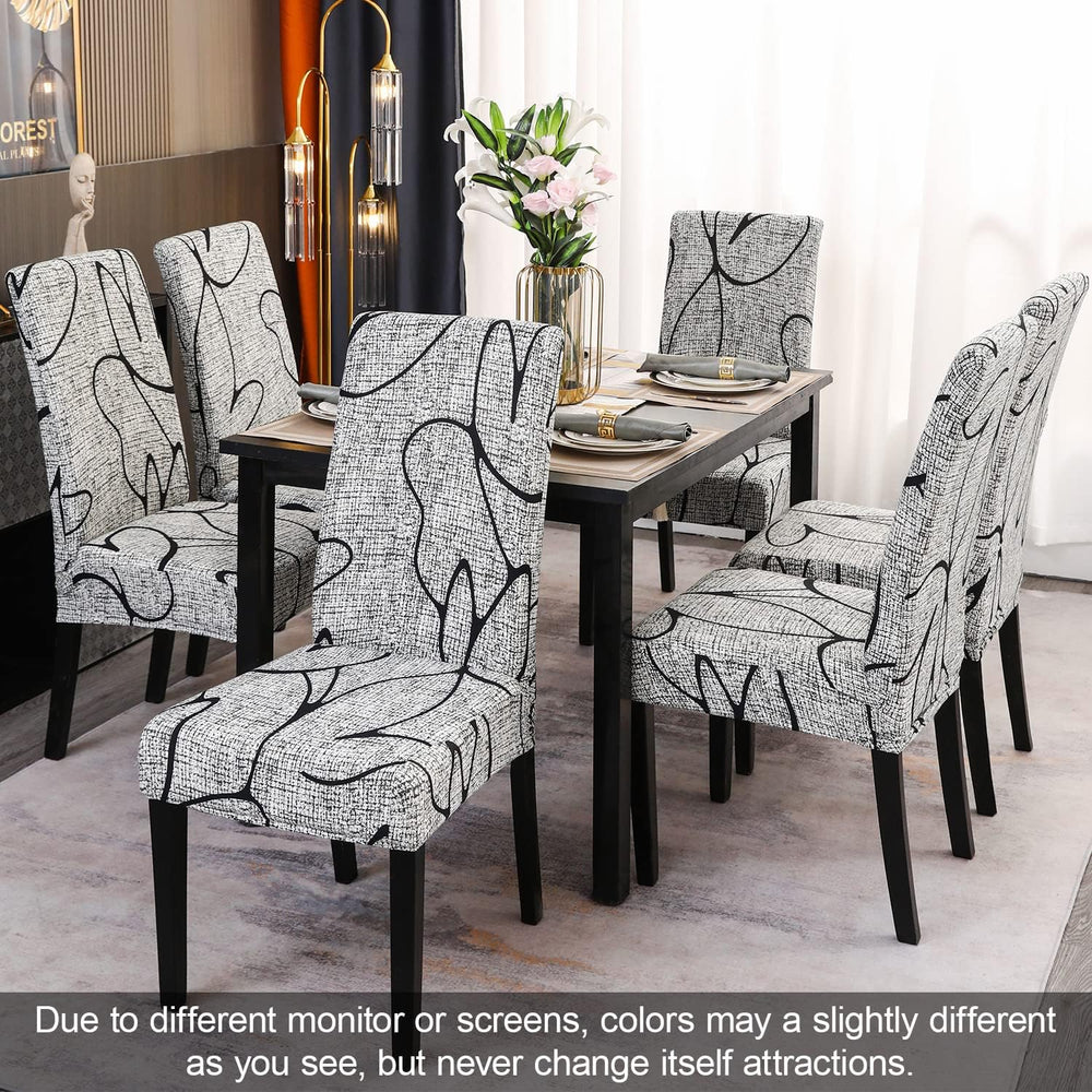 JQinHome Pattern Chair Covers for Dining Room Set of 8, High Stretch Removabl...