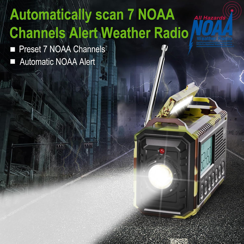 Raynic Weather Radio, 12000mAh Hand Crank Emergency Radio, 6 Ways Powered AM/...