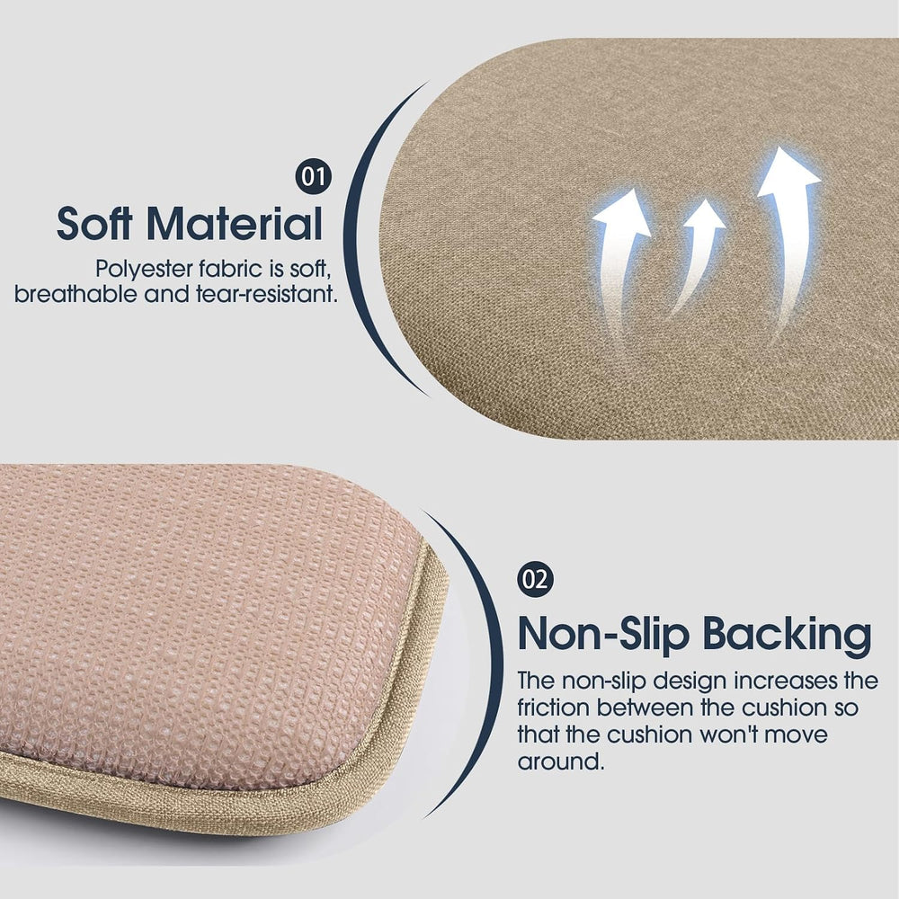 TushGuard Chair Cushions, 4 Pack Memory Foam Chair Pads, Khaki
