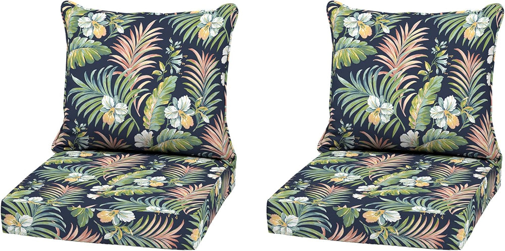 Arden Outdoor Deep Seat Cushion Set, 2-Pack, 22x24, Blue Tropical
