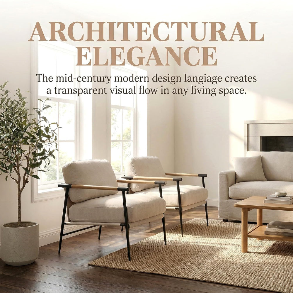 LukeAlon Beige Chenille Accent Chairs Set of 2 Modern Bedroom Chairs