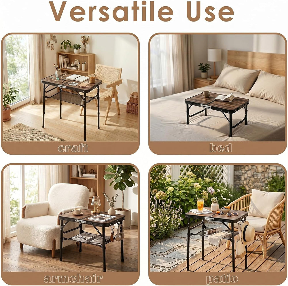 Folding TV Dinner Tray Table, Adjustable Height Sofa Snack Table