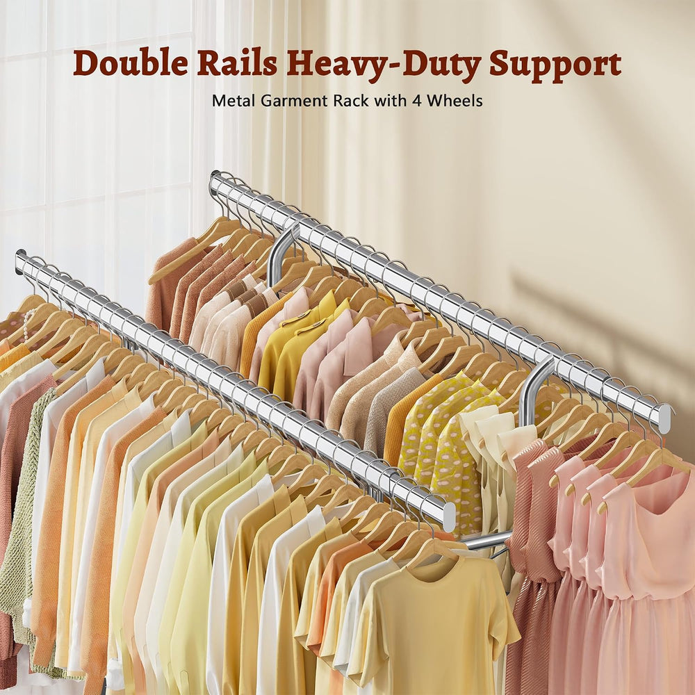 FAVOOSTY Portable Clothes Rack for Hanging, Extending Garment Rack, Chrome